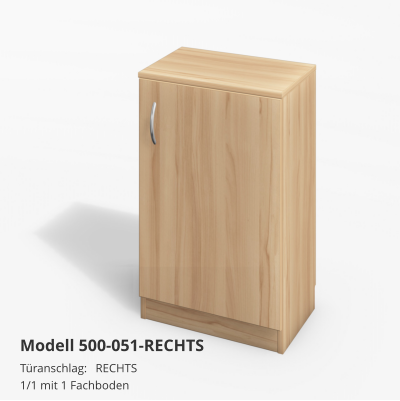 Türanschlag:	RECHTS1/1 mit 1 Fachboden Modell 500-051-RECHTS