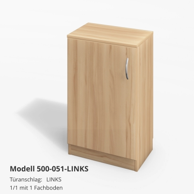 Türanschlag:	LINKS1/1 mit 1 Fachboden Modell 500-051-LINKS