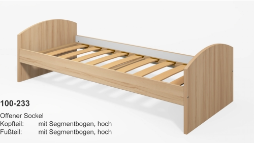 100-233 Offener SockelKopfteil:	mit Segmentbogen, hochFußteil:	mit Segmentbogen, hoch