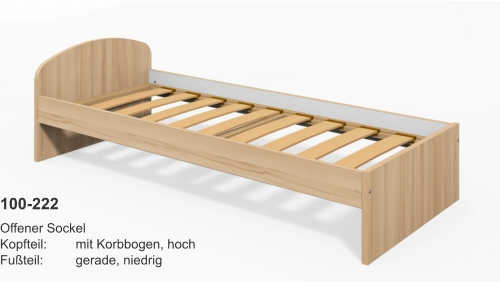 100-222 Offener SockelKopfteil:	mit Korbbogen, hochFußteil:	gerade, niedrig