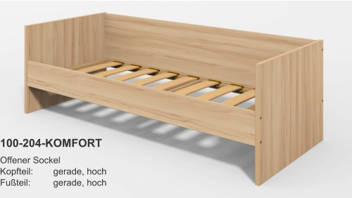 100-204-KOMFORT Offener SockelKopfteil:	gerade, hochFußteil:	gerade, hoch