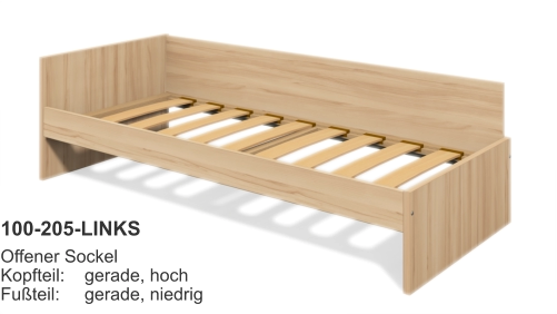 100-205-LINKS Offener SockelKopfteil:	gerade, hochFußteil:	gerade, niedrig