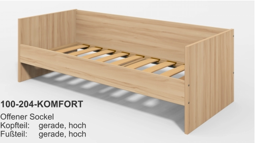 100-204-KOMFORT Offener SockelKopfteil:	gerade, hochFußteil:	gerade, hoch