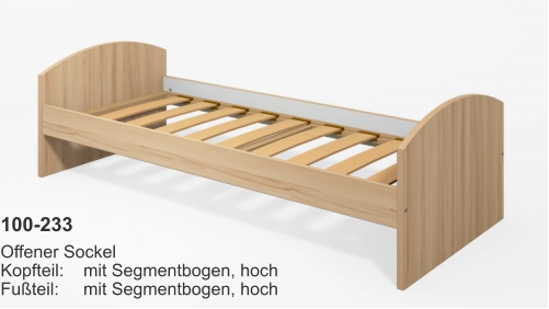 100-233 Offener SockelKopfteil:	mit Segmentbogen, hochFußteil:	mit Segmentbogen, hoch