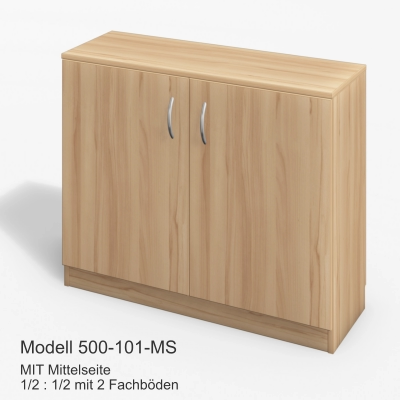 MIT Mittelseite1/2 : 1/2 mit 2 Fachböden Modell 500-101-MS