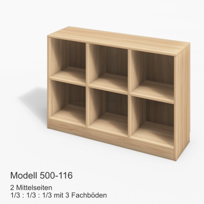 2 Mittelseiten1/3 : 1/3 : 1/3 mit 3 Fachböden Modell 500-116