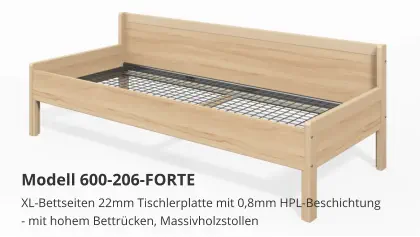 600-205-FORTE-RECHTS Stollenbett mit RückenKopfteil:	hochFußteil:	niedrig