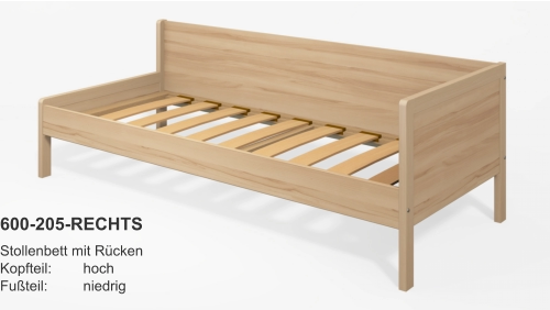 600-205-RECHTS Stollenbett mit RückenKopfteil:	hochFußteil:	niedrig